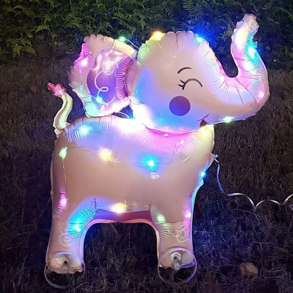 Mit Rädern Cartoon Tier Ballon Mit Licht 3D Ballon Tier Stofftier Kindergeschenk Pink Elephant