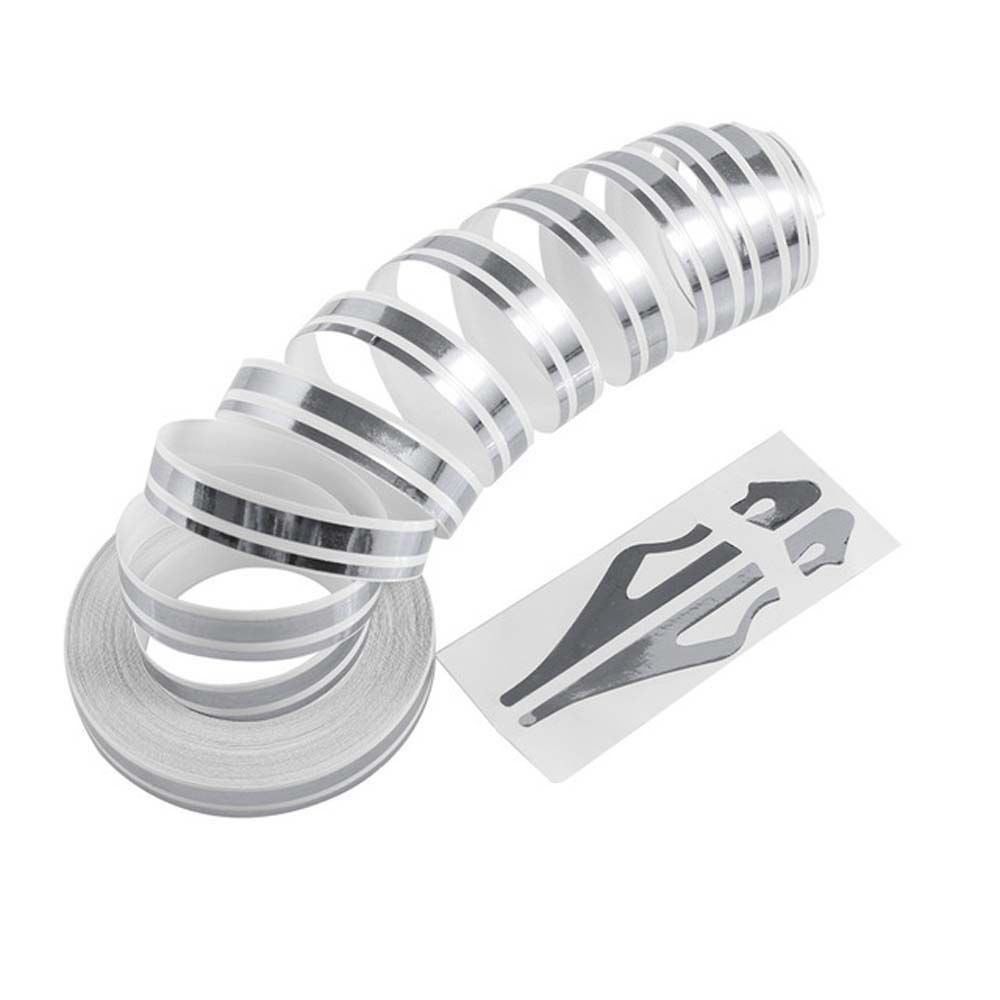 Stoßstange Doppellinie Band Vinyl Aufkleber Pin Streifen Band Aufkleber Auto Körper Aufkleber Motorrad Aufkleber silber