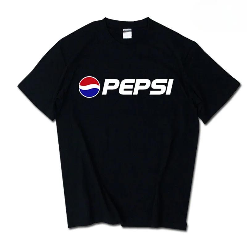 2025 Sommer Neue Trendmarke INS Pepsi Cola Gemeinsames T-Shirt Sprite Coca-Cola Herren und Damen Locker Baumwolle Paare Kurze Ärmel L gray