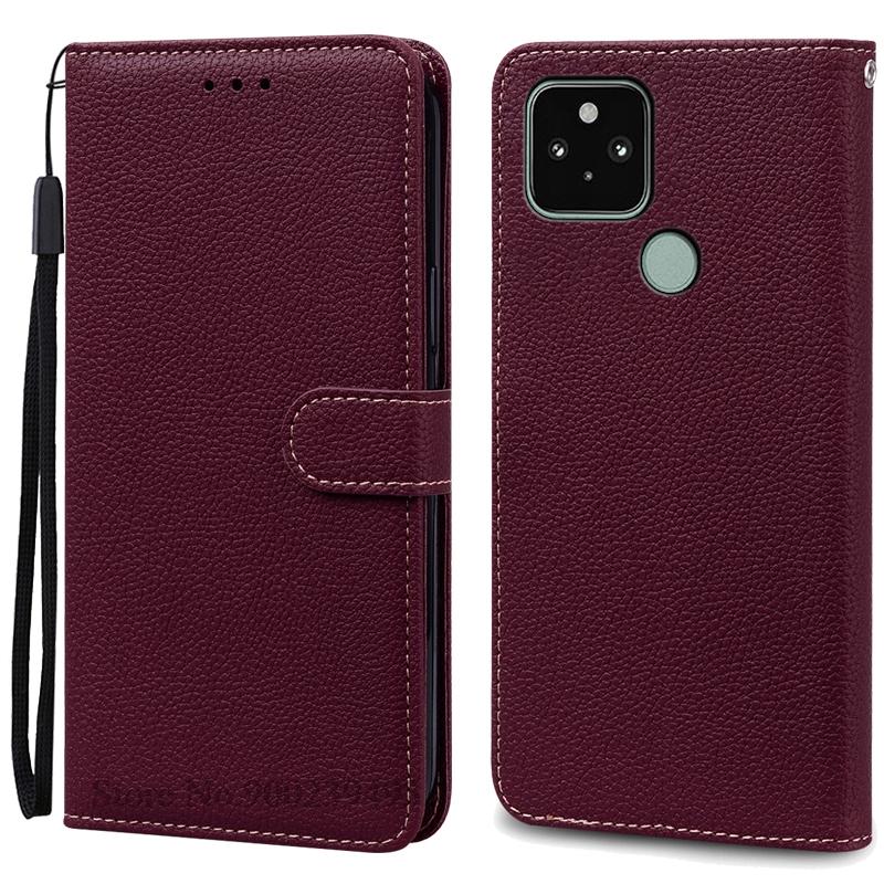 Pixel 5/Pixel 5A Hülle Für Google Pixel 5 Hülle Brieftasche Flip Lederhülle Für Google Pixel 5A Hülle Weiche Silikon Brieftaschenhülle For Google Pixel 5A wein rot