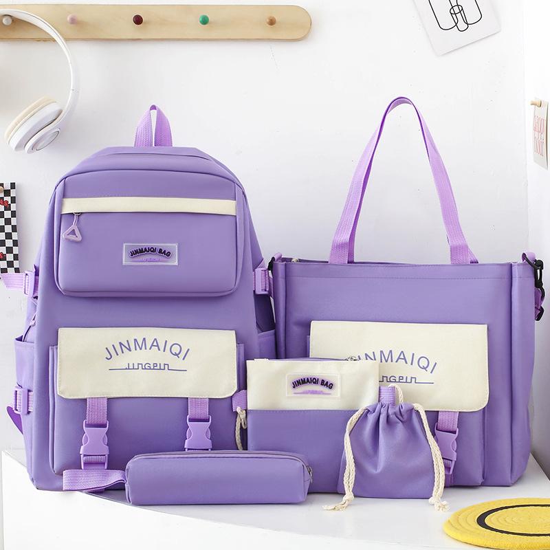 Kinder Schultaschen Grundschule Mädchen Junior High School Schüler Fünfteiliger Rucksack Mittelschüler College Studenten Rucksack
