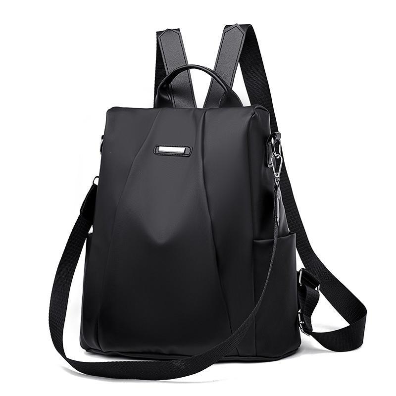 Frauen Nylon Rucksack Wasserdicht Oxford Tuch Reise Umhängetaschen Diebstahlsichere Rucksack Schultaschen schwarz