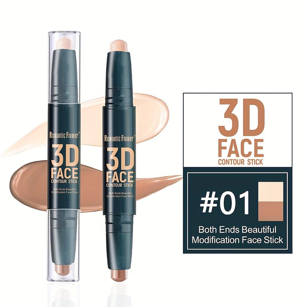 2-in-1-Stick für natürliche Gesichtskontur und Highlighter – Wasserfester, aufhellender Highlighter-Gesichts-Make-up mit Doppelkopf-Contour-Stick 01#