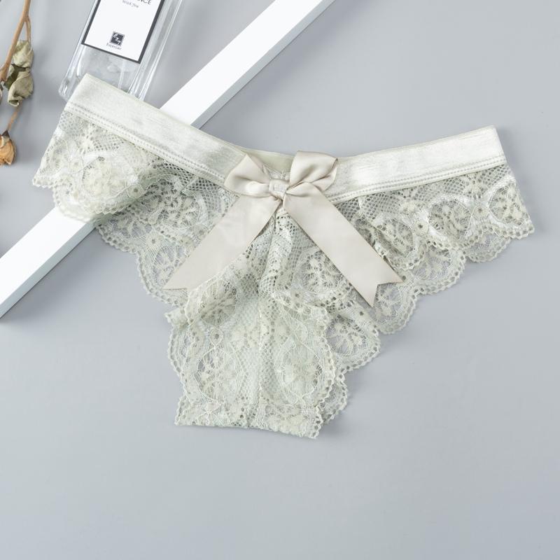 Sexy Spitzen-Tanga für Damen, Schmetterling, niedrige Taille, Höschen, transparenter Ausschnitt, Dessous, Damen-Slip, T-Rücken, Damenunterwäsche M grün