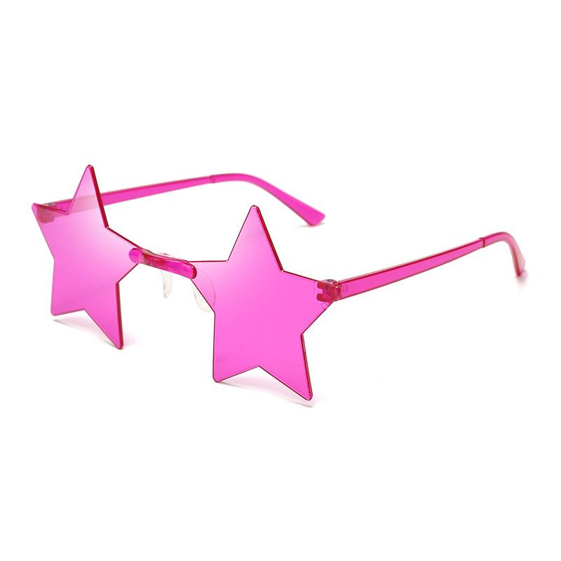 Neue kreative Stern Brille Candy Farbe Männer Unisex Frauen randlose Schattierungen Persönlichkeit Party Mode Brille Sonnenbrille gut gemacht Dark Purple