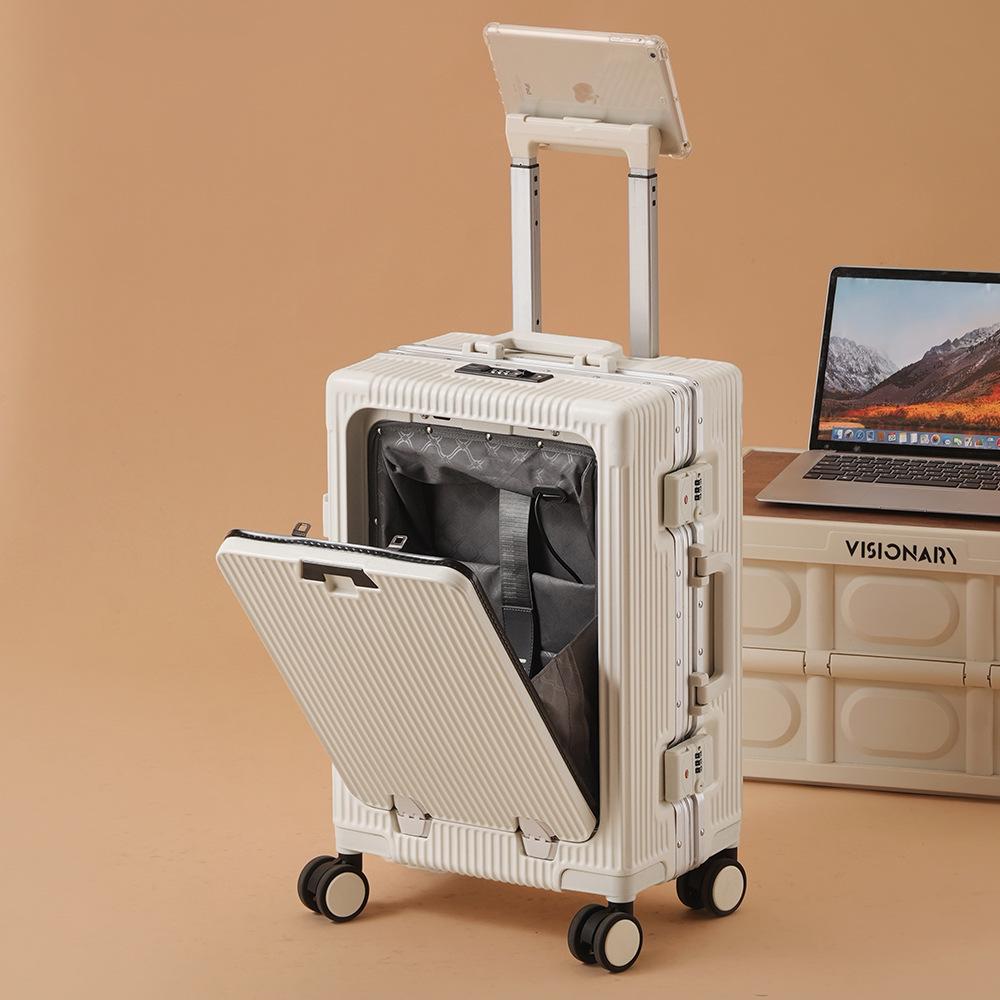 Multifunktionaler 26-Zoll Handgepäck-Koffer mit Frontöffnung, mit Getränkehalter und großem Fassungsvermögen, anpassbare 22-Zoll/24-Zoll Optionen 20-inch (Laptop Holder, USB Port, Cup Holder)