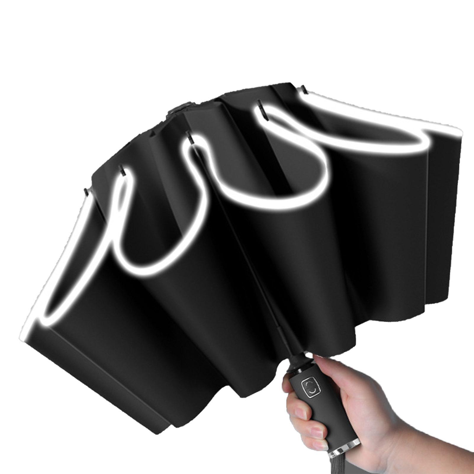 Automatischer Regenschirm mit Umkehrfunktion Groß Ein-Knopf-Bedienung mit Reflektorstreifen Faltbarer Regenschirm für sonniges