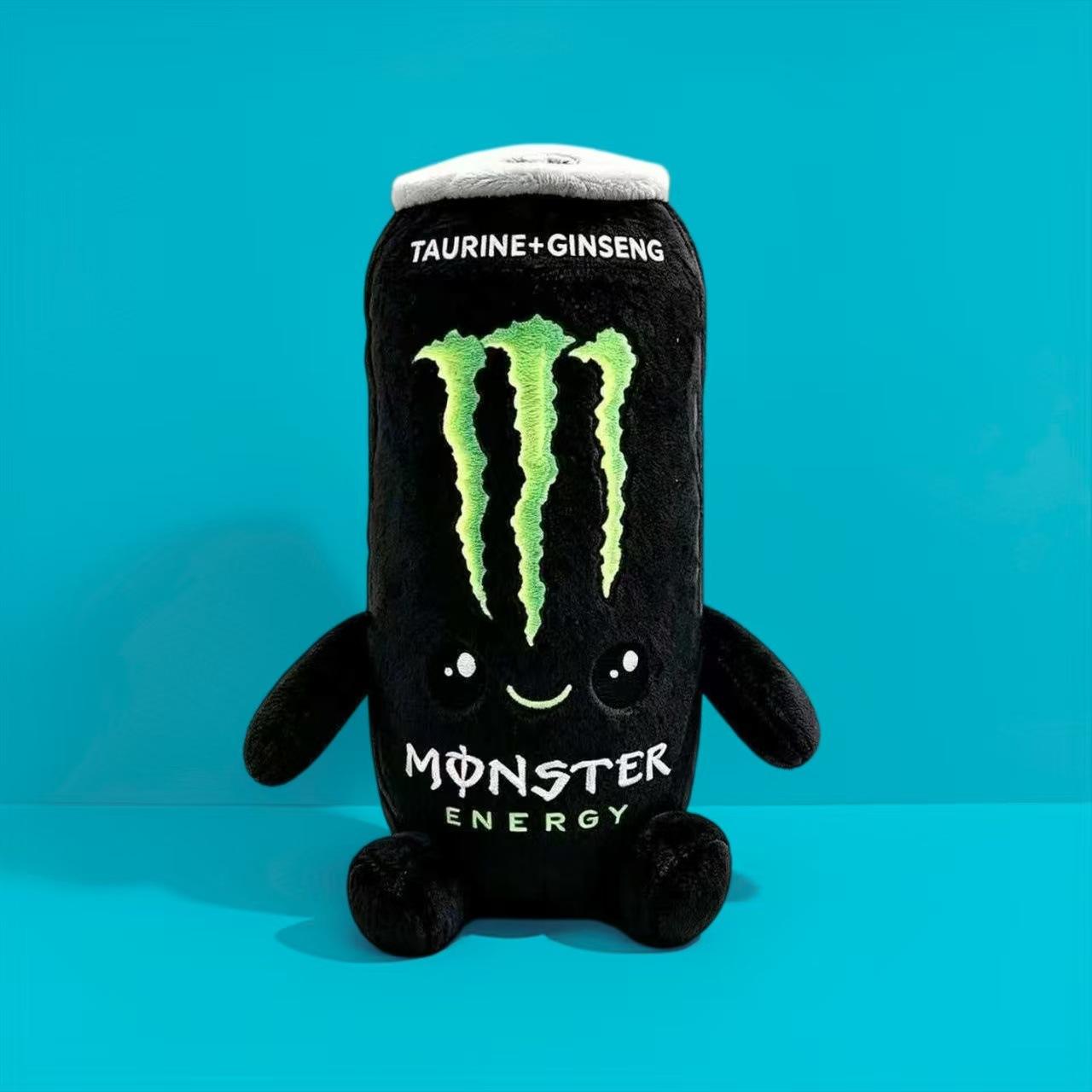 Monster Energy Zero Ultra White Energy Drink Plüschtier Niedriges Kissen Spielzeug Super Weiches Kuscheltier 25cm schwarz