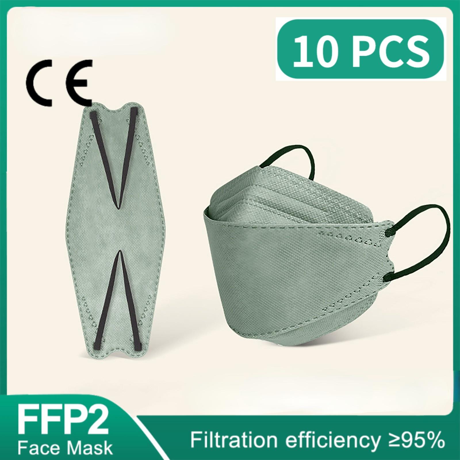 Fit 4-12 Jahre alte Kinder FFP2 Masken Morandi 4 Schichten koreanische Homologada Mascarillas FPP2 Niños schwarze Maske FFP2mask Kinder 10PCS grün