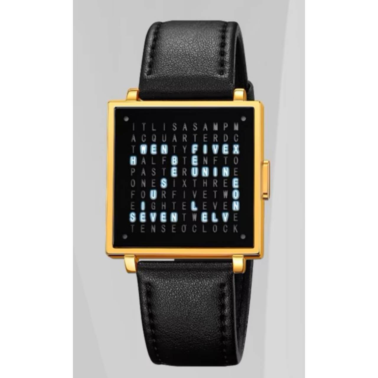 Armbanduhr Unisex Herren Damen Mode Original LED-Licht Digital Quadrat Armbanduhr Datumsanzeige Uhr Leben Wasserdicht Edelstahl PU Lederband x1