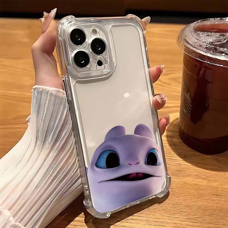 Liebes Paar Toothless Für iPhone 17 AIR 16E 16 15 14 13 12 mini Pro Max Plus Ecken Anti-Fall Transparente Handyhülle iPhone 17 AIR