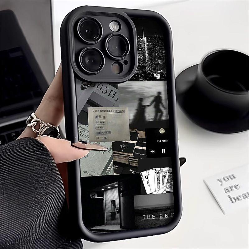 INS Retro Daily Life Verdickte Silikonhüllen für Apple iPhone 15 14 11 12 13 Pro Max Stoßfest Weiche Rückseite Handyzubehör For iPhone 15 ProMax