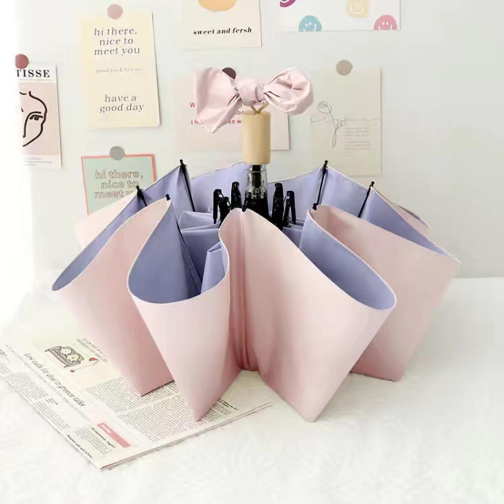 Faltbarer Sonnenschirm UV-Schutz Einfarbig Schwarz Gummi Sonnenschirm für Regen oder Sonne Weiß violett/rosa