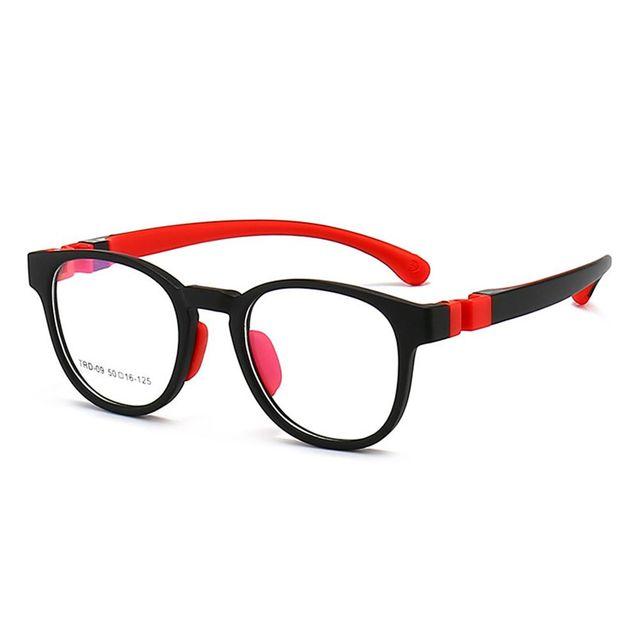 Abnehmbare Kinder-Brille, blau, lichtbeständig, für Kinder, Silikonkautschuk, Katzenaugen-Brille, für Jungen und Mädchen, weicher Rahmen schwarz