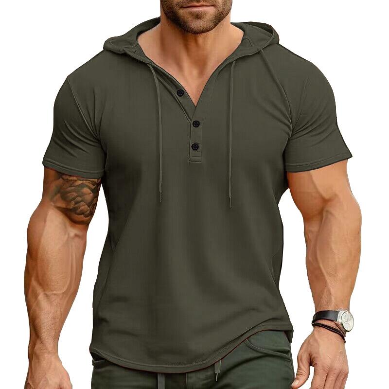 2024 sommer Marke Neue Herren Kapuze T-Shirts Kurzarm T-shirts Männer Casual Einfarbig Tops Mann Hoody für Männer XXXL armee grüne
