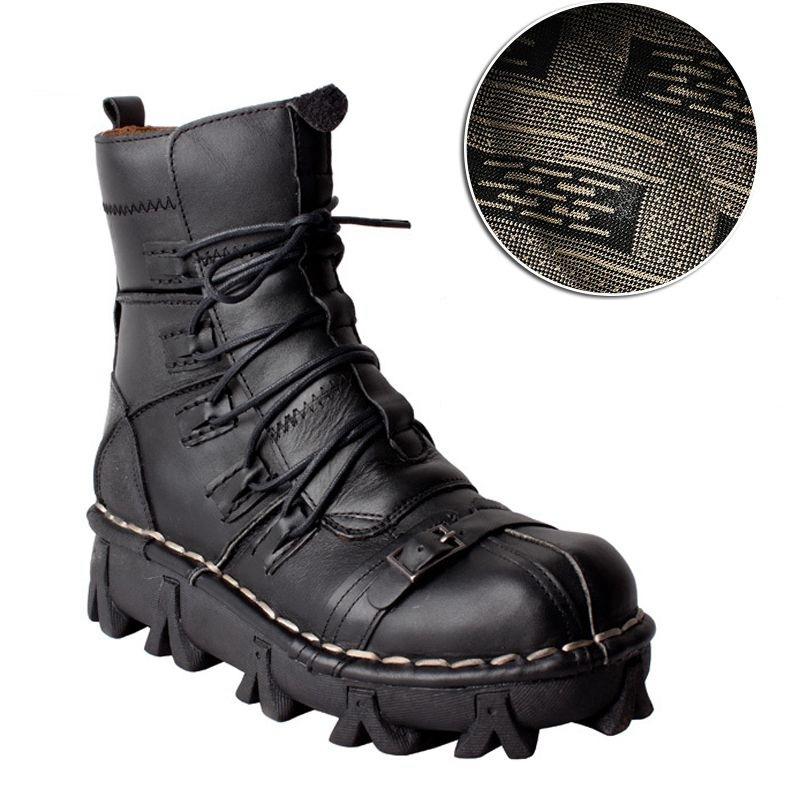 Männer Echtes Leder Motorrad Stiefel Wüste Taktische Stiefel Stiefeletten Winter Schuhe Militär Kampf Stiefel Schädel Punk Stiefel 47
