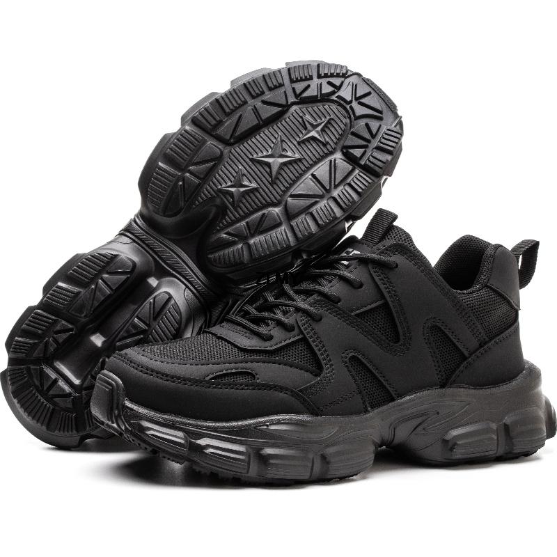ZLMY Neue Sicherheitsschuhe für Damen mit Stahlkappe, Turnschuhe, pannensicher, Arbeitsschuhe, atmungsaktiv, Sicherheitsstiefel für Damen, Plateau, Anti-Smash 35 schwarz