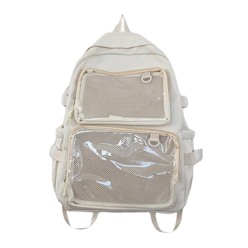 Itabag Rucksack Schöner Rucksack Schüler Schultasche Japanischer Stil Rucksack Große Kapazität Rucksack für Pin-Ausstellung weiß