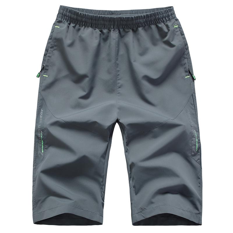 Sommersport Kurze Hose Schnelltrocknende Große Herren Freizeit 3/4 Hose Dünne Workout Herrenmode Baggy Shorts XXXXXL graue