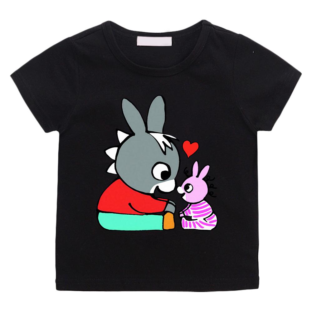 Lane Trotro 100% Baumwolle Cartoon T-Shirts Kinder Jungen Mädchen Kurzarm Atmungsaktiv Kawaii Kinder Hohe Qualität O-Ausschnitt T-Shirts Anime T-Shirts 110 schwarz
