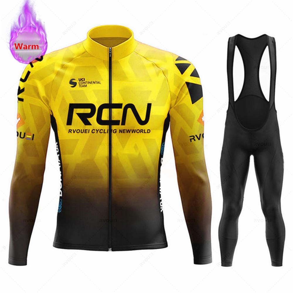 2023 RCN Team Winter Thermo-Fleece Radsportbekleidung Herren Jersey Anzug Warme Fahrradbekleidung MTB Maílllot Ciclismo Hombre XXL
