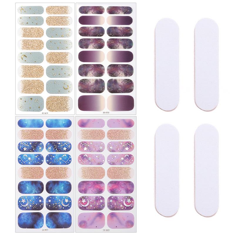 Zhengxiang Solid Glitter Nagelsticker Set - 16 Bling Vollabdeckende Politurfolien Nude nails + nail file