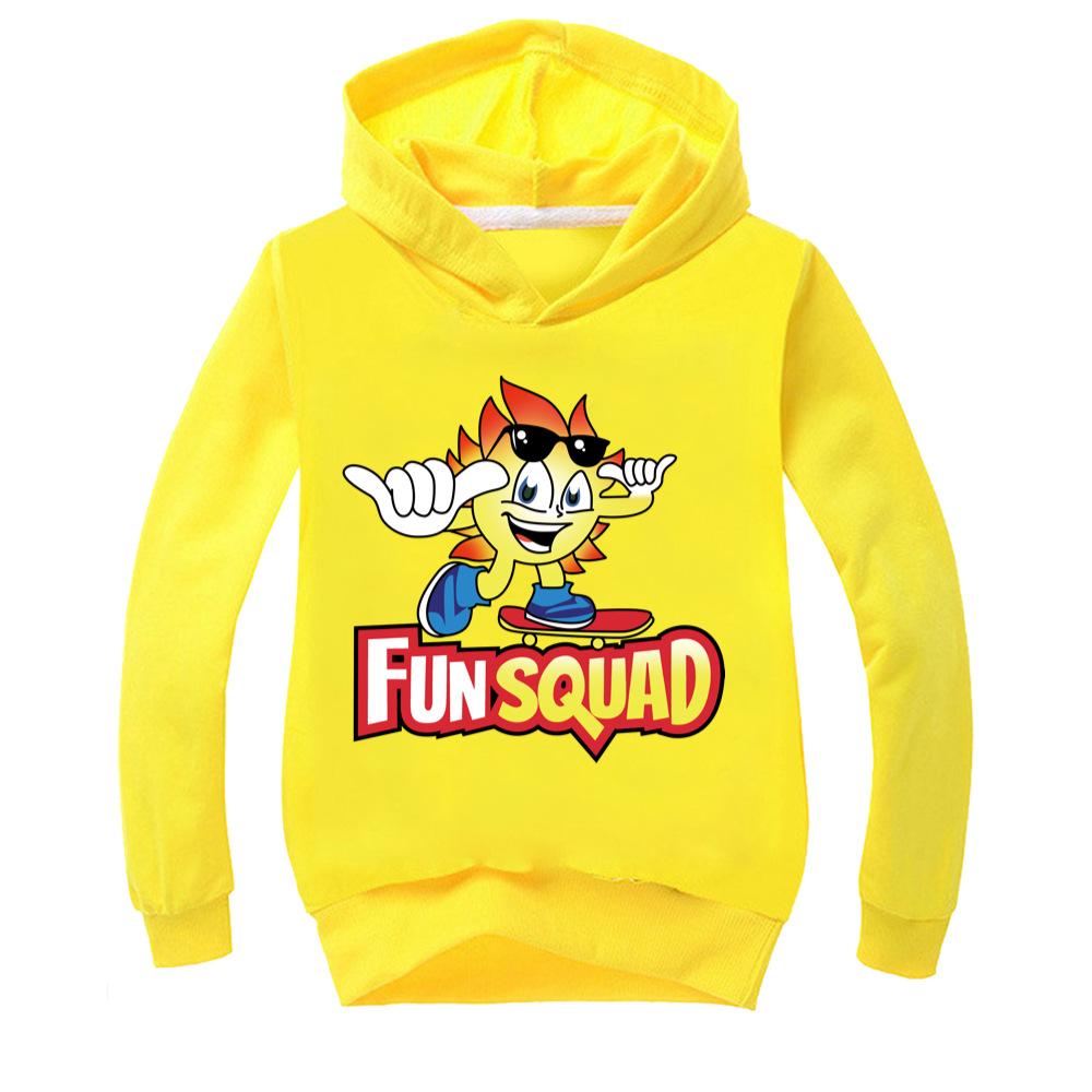 Fun Squad Kinder Kapuzenpullover Jungen Mädchen Baumwoll-Sweatshirts Mode Herbst Frühling Kleidung Langarm-Oberteile Geburtstagsgeschenke Kleidung 130 yellow