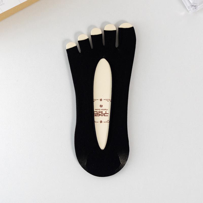 1 paar Frauen Socken Atmungsaktive Weiche Elastische Offene spitze Fünf Finger Socken Sommer Unsichtbare Ultra-dünne Casual Socken schwarz
