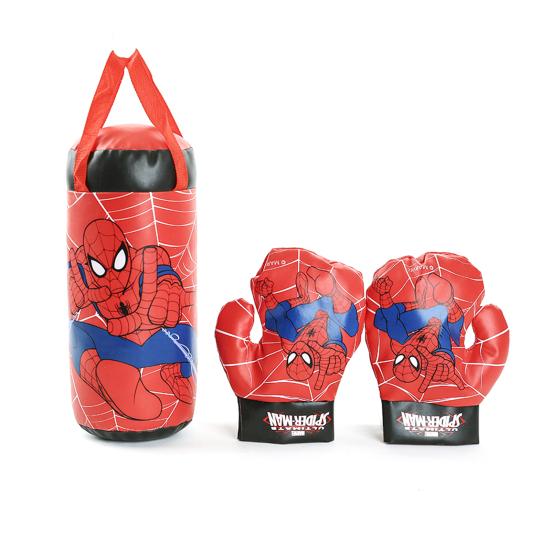 Boxspielzeug-Set Spiderman-Druck Stressabbau PVC Dekompression Boxsack Handschuhe für Kinder rot