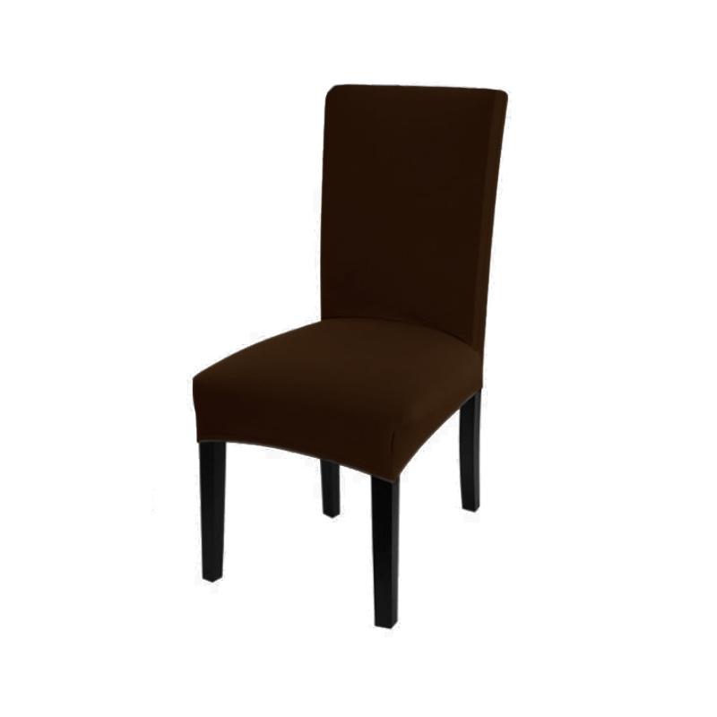 Einfarbiger Stuhlbezug, Spandex-Stretch-Schonbezüge, Stuhlhussen für Küche, Esszimmer, Küche, Hochzeitsbankett dunkelbraune
