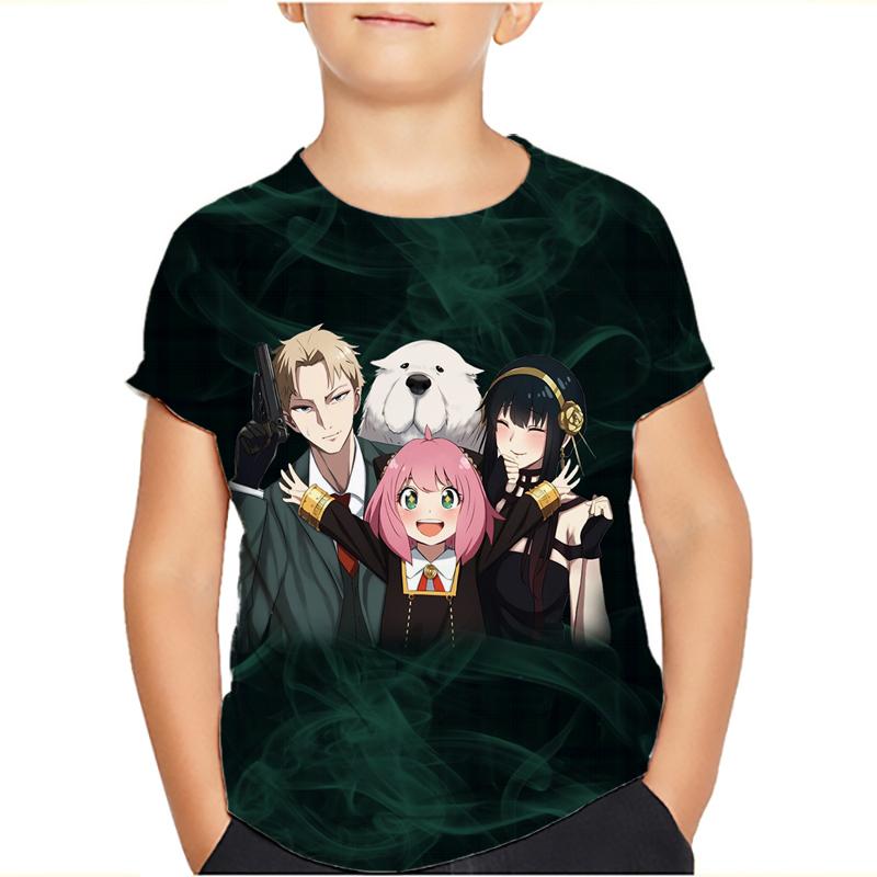 Spy x Familie T-Shirt Cartoon T-Shirts für Jungen Mädchen Lustiges T-Shirt Kinderkleidung Grafik T-Shirts Kinderkleidung 150 schwarz