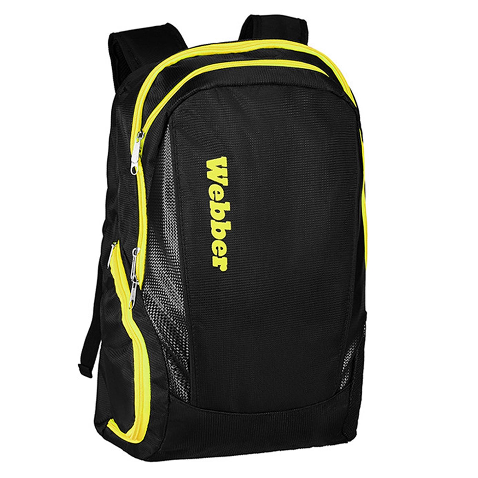 Badmintonschläger-Rucksack, Tennisrucksack mit separatem Schuhfach, Rucksack, Sporttasche schwarz/gelb