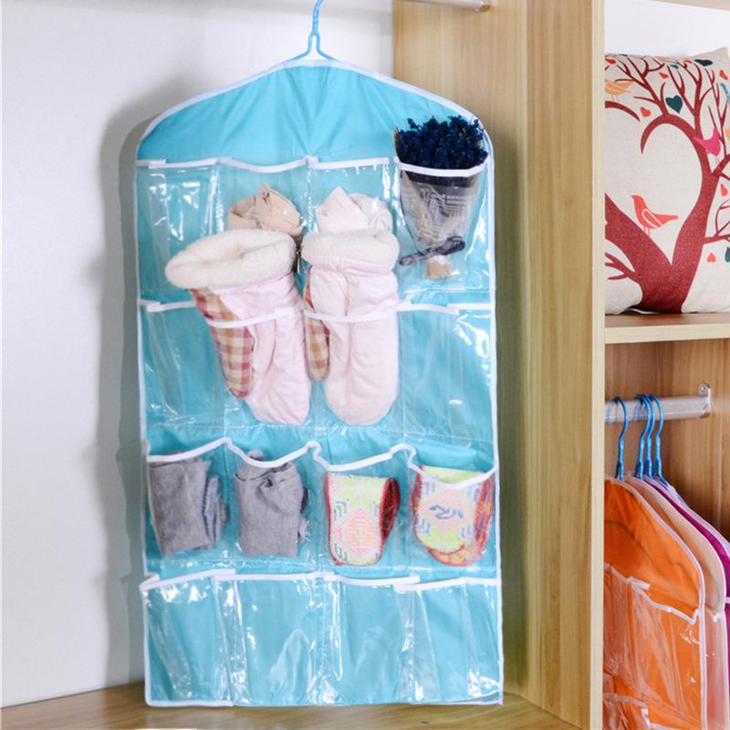16 Gedoge Schrank Unterwäsche Socken Sortiertasche Hängetasche Hängeaufbewahrung Anordnung Tasche Stall blau