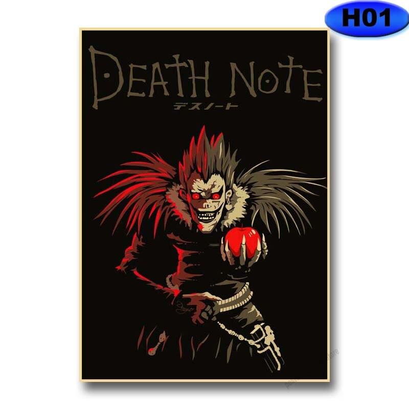 Klassische Anime-Serie Death Note Poster Retro Kraftpapier Poster Drucke Home Decor Raumdekoration Malerei Wandaufkleber Bild 30x21cm