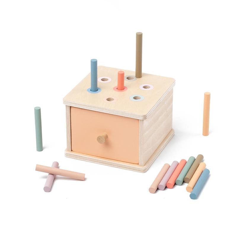 Montessori Spielzeug für Baby Holz Münzbox Spielzeug Objektpermanenz Box Farbe Form Kognition Zuordnen Lernspielzeug Feinmotorik Spielzeug