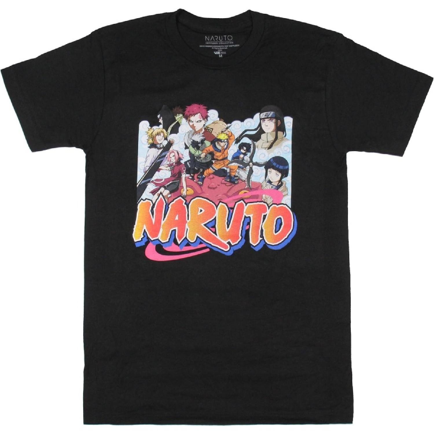 Naruto Shippuden Herren Roter Drache Charakter Collage Grafikdruck Erwachsenen Anime T-Shirt L schwarz