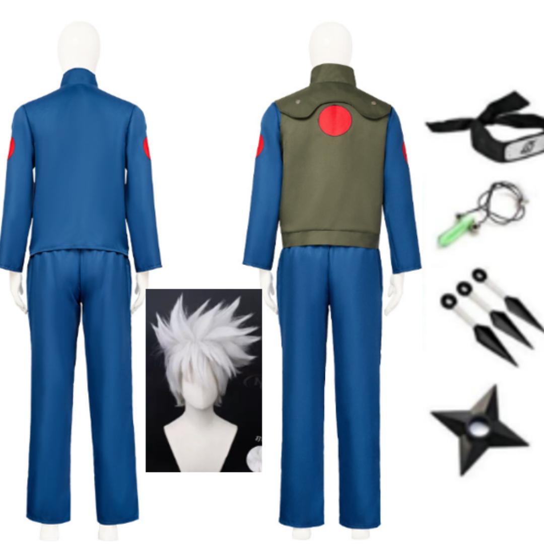 Anime Vierter Hokage Kakashi Hatake Cosplay Kostüm Für Junge Ninjas, Inklusive Perücke. S rot