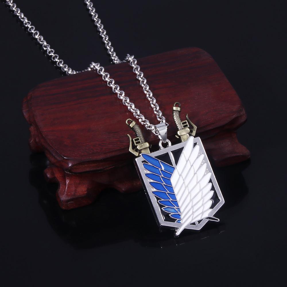 Anime Attack on Titan Halskette Shingeki No Kyojin Flügel der Freiheit Aufklärungsschwert Punk Halskette Anhänger für Damen Herren Schmuck black