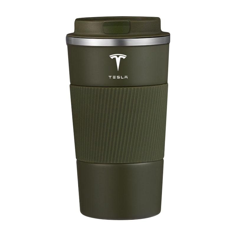 500ml Edelstahl Kaffeebecher Thermosbecher Tragbarer Reise Thermobecher Für Tesla Modell 3 Modell X Y Stil Roadster Autozubehör grün