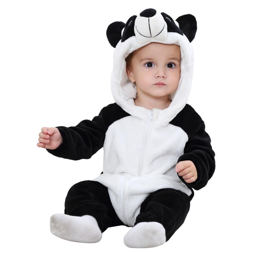 Kinder Tier Einteiliger Strampler Baby Plus Size Warm Strampler Baby Flanell Strampler Overall 80 schwarz weiße