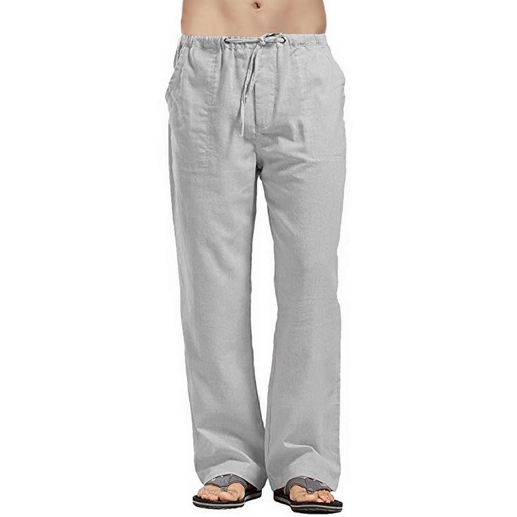 Sommer Leinen Breite Männer Hosen Koreanische Hosen Oversize Bettwäsche Streetwear Männlichen Frühjahr Yoga Hosen Casual Männer Kleidung Jogginghose XXXXL grau