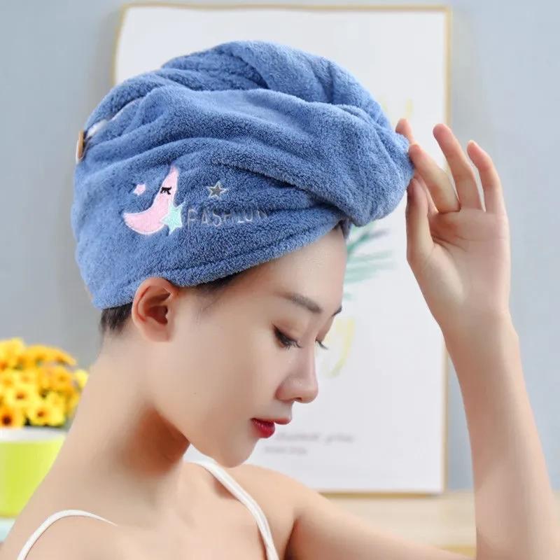 Mikrofaser Haar Trocknen Handtuch Dusche Kappe Bad Hüte Für Badezimmer Frauen Trockenes Haar Kappe Schnell Trocknend Weichen Handtuch Für Dame turban Kopf