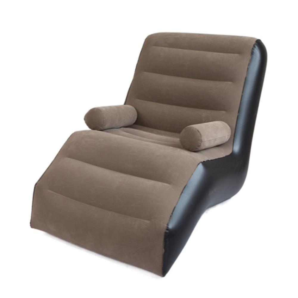 Faltbares und tragbares aufblasbares Sofa - Perfekt für den Innen- und Außenbereich Gartenmöbel Terrassenbett Luft-Terrassen-Set Sessel Dekor 140x85x80cm kaffeebraun