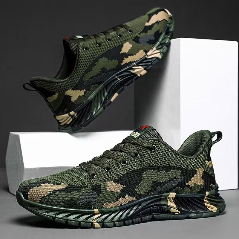 Herren Sportschuhe Lässig Mode Herren Atmungsaktives Mesh Leichtgewicht für Herren Camouflage Sneaker Low-Top Laufschuhe Neu 40