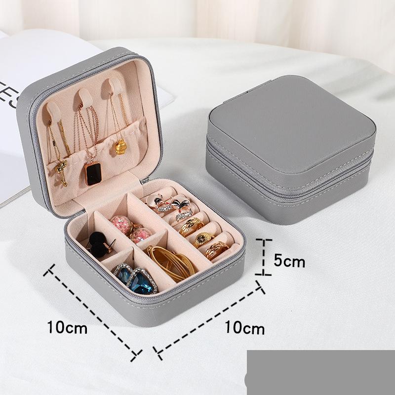 Schmuck Organizer Box Tragbare Haushalts Reise Lagerung Organizer Ohrring Halskette Ring Schmuck Lagerung Box für Frau Zubehör grau