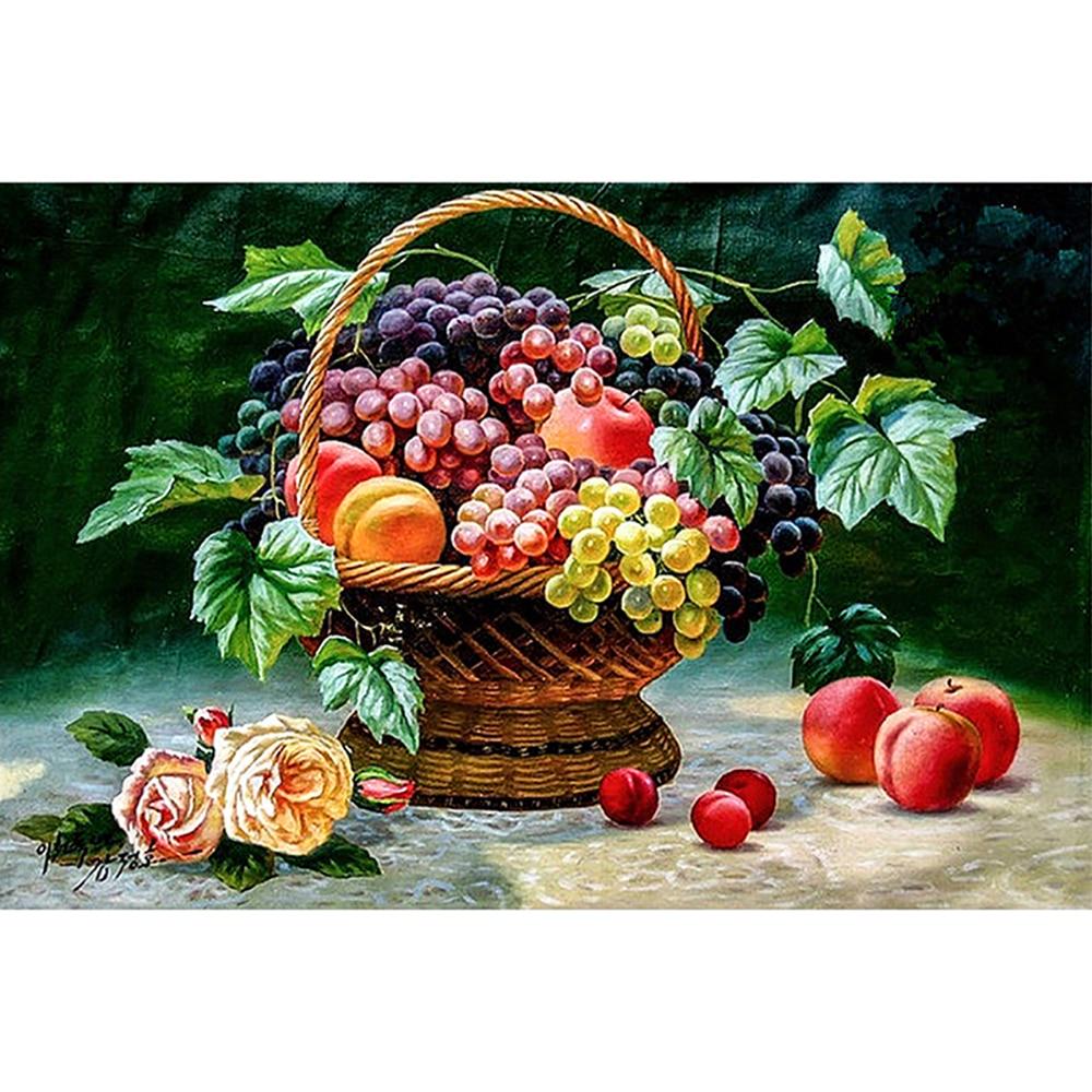 DIY 5D voller Diamant Malerei Kreuzstich Blumenkorb Obst Diamant Stickerei Handarbeit 40X50CM