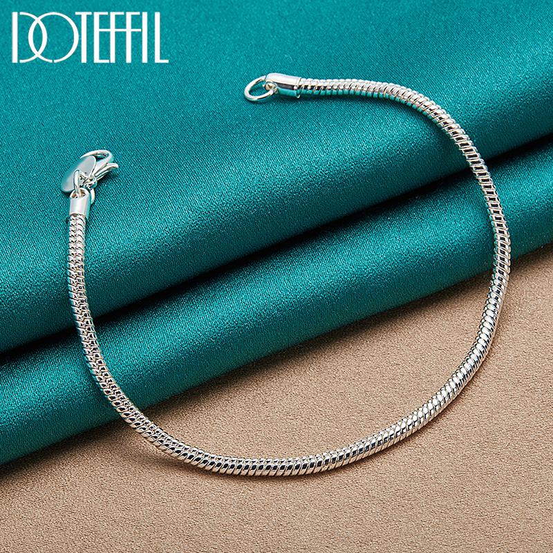 925 Sterling Silber Armband 3 mm Schlangenkette Modeschmuck 18cm
