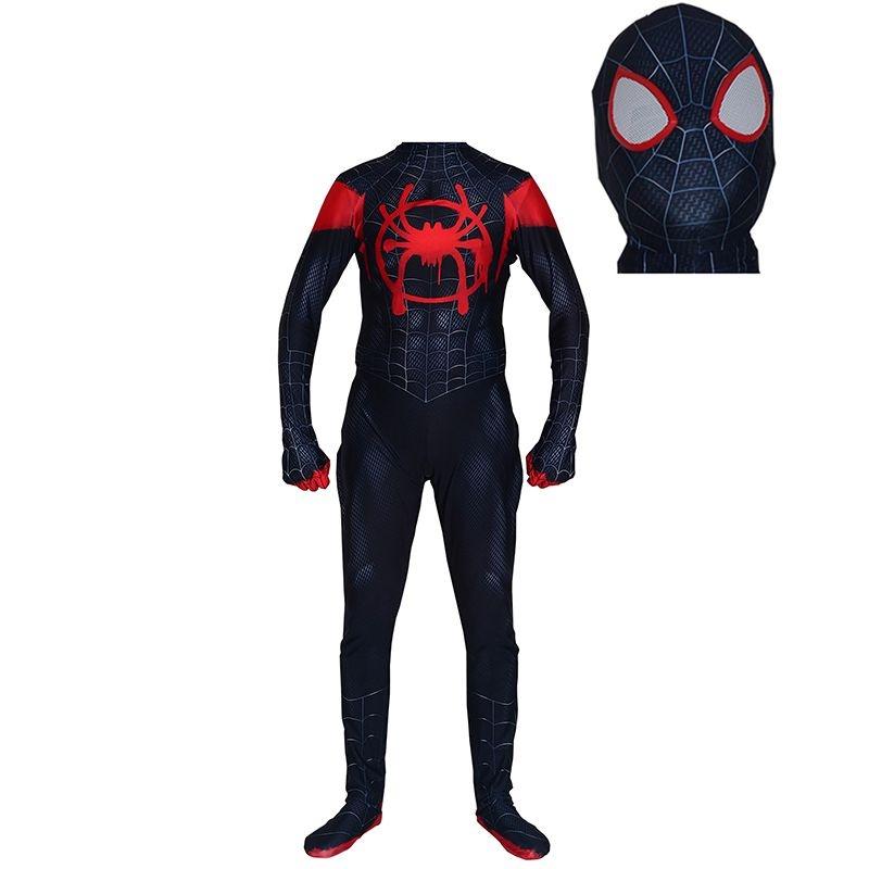 Into The Spiderman Spiderverse Kinder Erwachsenenkostüm Miles Morales Anzug Cosplay GlassEyes,130