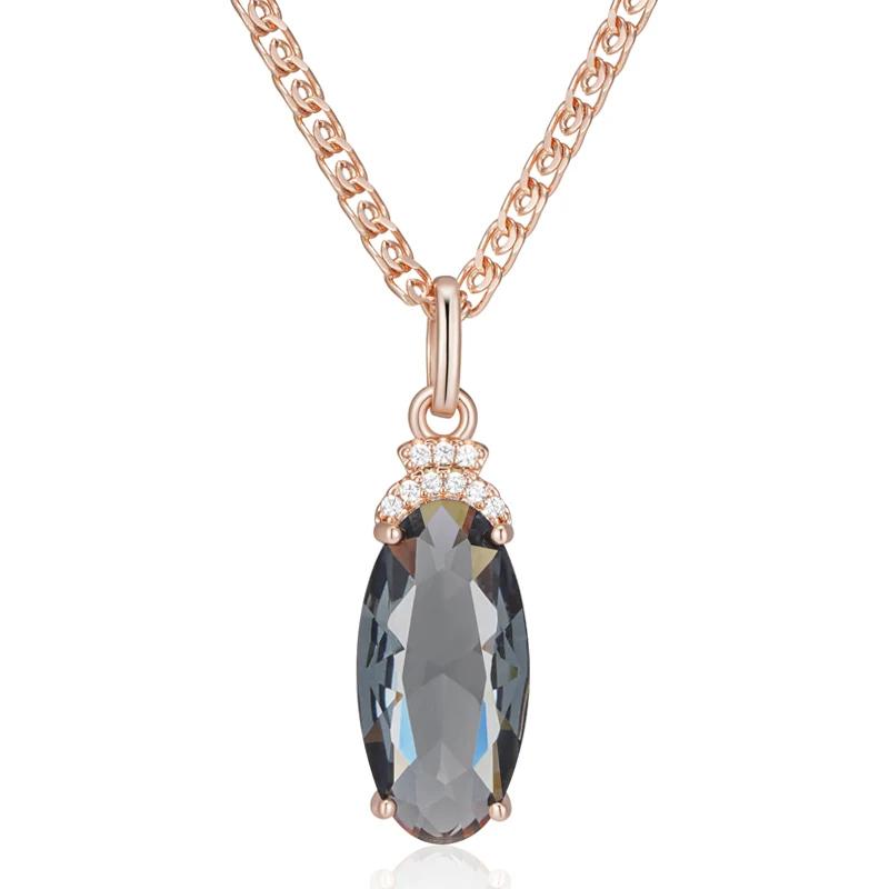 Luxus Geometrische Anhänger Frauen Halskette Grau Große Zirkon Halskette Goldene Zubehör Hochzeit Partei Schmuck grau
