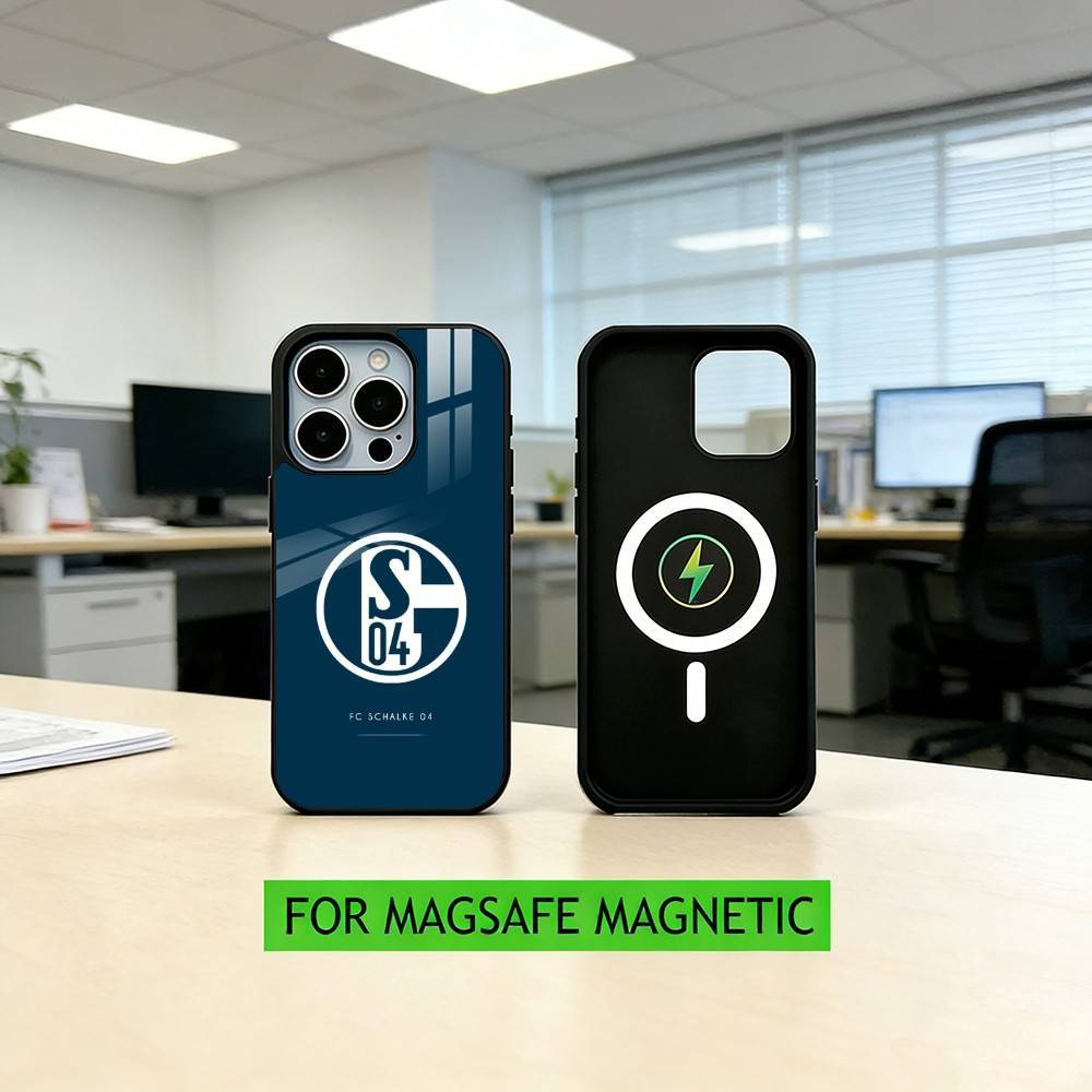 S-Schalke 04-PC Handyhülle Für iPhone17,16,15,14,13,12,11 Plus,Pro Magnetisch Für Magsafe Kabelloses Laden iPhone13PROMAX